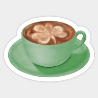 St. Patrick's Day Shamrock Cappuccino Art Sticker